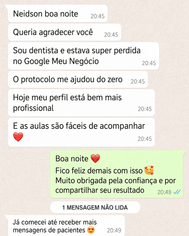 Mensagem de Camila Andrade, Dentista