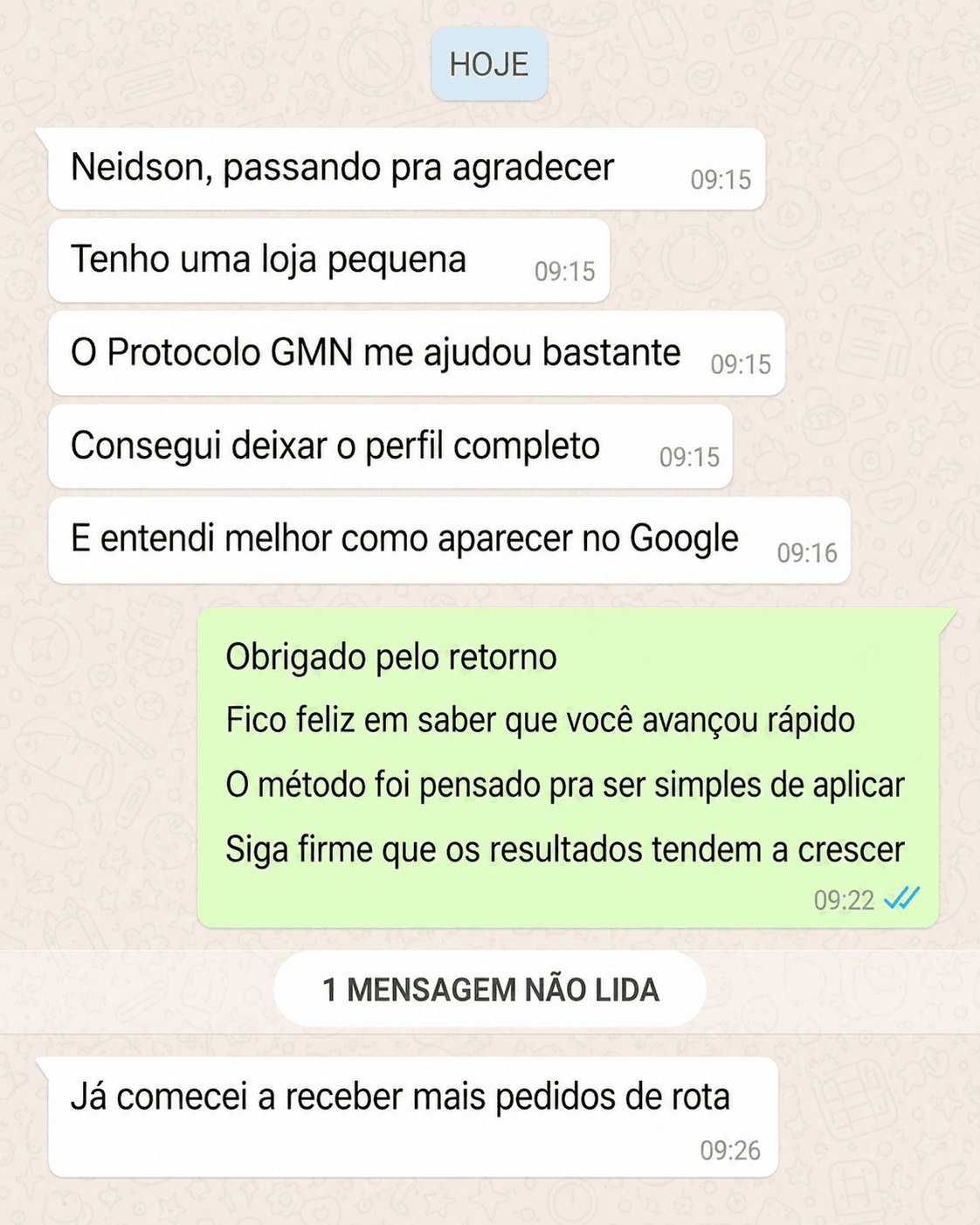 Mensagem de Patrícia Souza, Loja de bairro