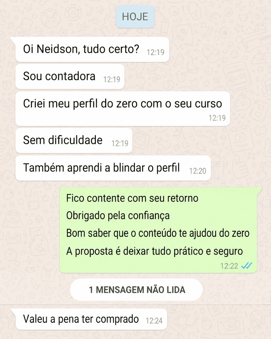 Mensagem de Beatriz Almeida, Contadora