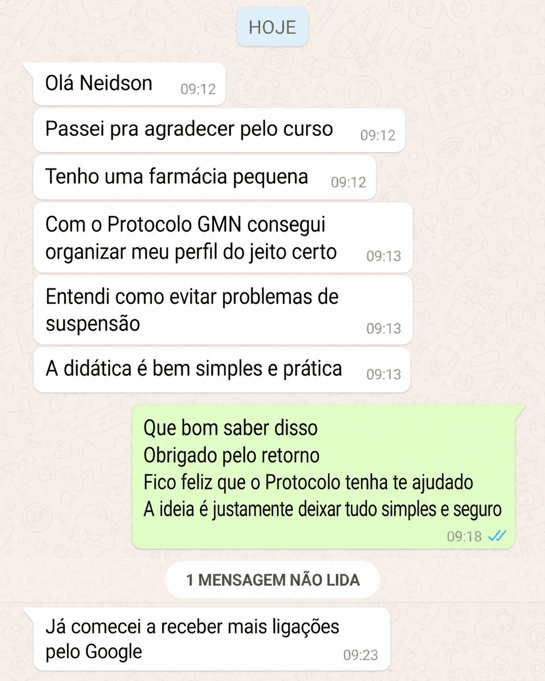 Mensagem de Sandra Oliveira, Farmacêutica