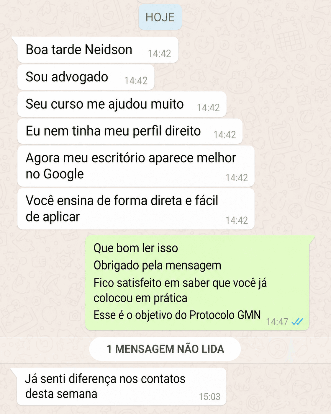 Mensagem de Dr. Marcos Ribeiro, Advogado